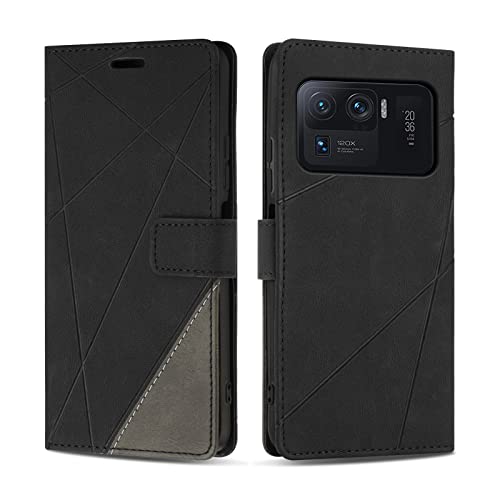 SONWO Cover per Xiaomi Mi 11 Ultra Custodia, Flip Caso in PU Pelle Case Cover Premium Portafoglio Custodia per Xiaomi Mi 11 Ultra, Supporto Stand, Slot per Schede, Nero
