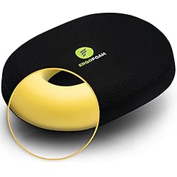 ErgoFoam Orthopedic Donut Pillow for Tailbone Pain | Donut Seat Cushion for Hemorrhoids | Plush Support for Comfort | Breathable Mesh Cover | Hemmoroid Pillow | Postpartum | Doughnut Pillow
