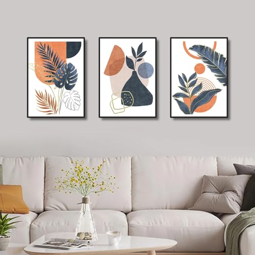 Póster Impreso de Hojas Geométricas en Lienzo Texturizado de Alta Densidad 50x70cm