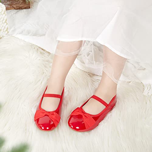 Thee Bron Red Mary Jane Flats For Girls Dress Shoes(G17 Toddler,Red/9M) #TOP1