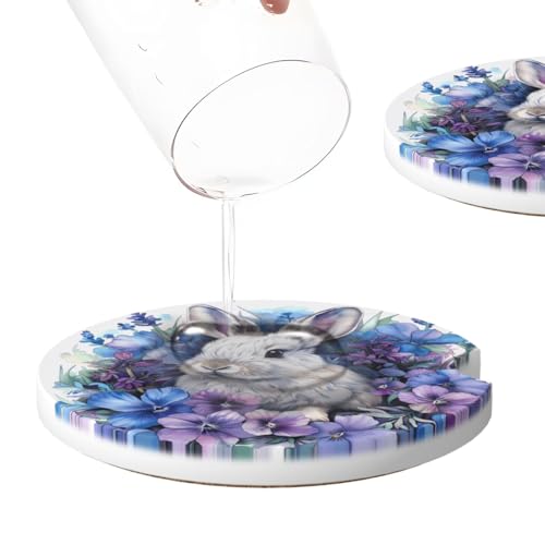 Set 2 posavasos cerámicos para portavasos 2.56 pulg miniatura 4
