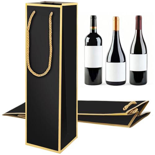 OLLBIT black wine gift bags with gold edge