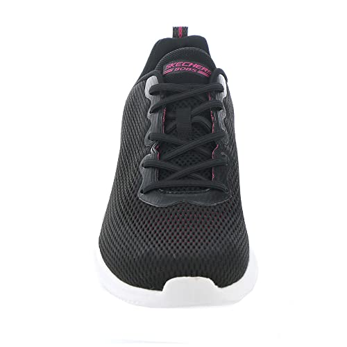 Skechers Women's Sneaker, Black and Hot Pink Mesh, 5