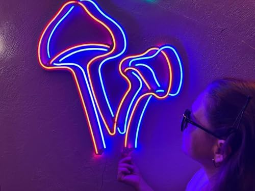 Mushrooms Wall Art, Neon Metal Wall Art, Mushrooms Wall Sign, Mushrooms Wall Decor, LED Light Decor, Home Office Hotel Pub Bar Cafe Wall Decor, (Without Remote Control) image 5