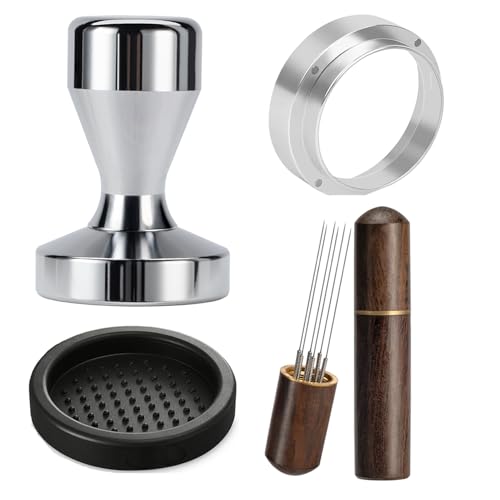 Espresso Accessories Kit 51mm Tamper: Espresso Tamper Kit, Coffee Tamper Tool Espresso Kit | WDT Tool Espresso, Dosing Funnel, Tamper Mat, Espresso Tools for Espresso Machines and 51mm Portafilters