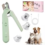 Wuioyz 2-in-1 Dog Nail Grinder &Dog Nail Clippers with Light，Cat Nail Clippers ，Ultra-Quiet, USB Rechargeable, Multiple Grinding Methods, and Splash Guard for Large Medium Small Dogs Cats Pets(Green)