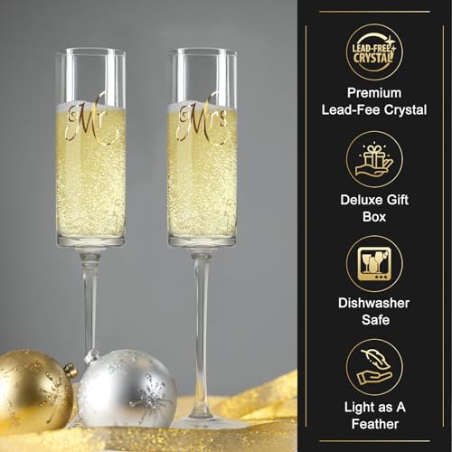 Copas de champán Mr & Mrs de 210 ml para parejas y bodas 5