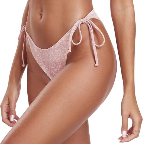 RELLECIGA Damska moda kąpielowa, klasyczne bikini dolna część ze sznurkami, Sparkle Rhodonite, XL