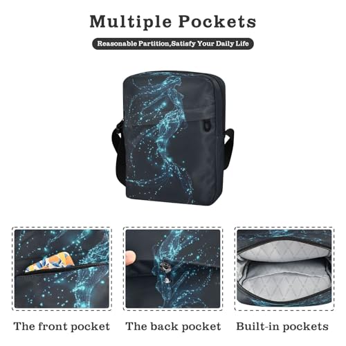 Crossbody Bag Blue Glitter Mermaid Princess Messenger Bag for Women Men Purse Shoulder Bag Satchel Bag with Adjustable Strap 214B92792