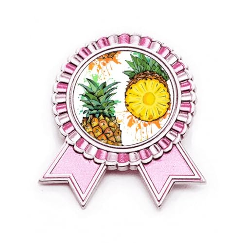 Broche fruits tropicaux métal rose taille M bijou fantaisie veste