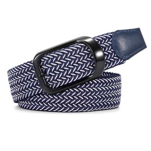 Image of JASGOOD Stretch Belt for Men, Men Women Elastic Woven Braided Belt 1 3 /8 Casual Belt Golf Belt for Jeans Pants