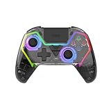 ASRVA Wireless Controller for PS5/PS5 Pro/PC, Hall Effect Joysticks & Triggers (No Drift), 2 Back Buttons, RGB, Translucent Design, Dual-Mode, Compatible with iOS/Android