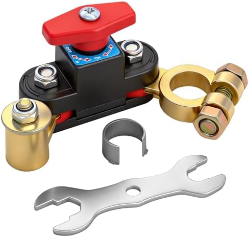 BURMONG Batterie Trennschalter 12v-48v – Einstellbarer Not-Aus-/Batteriehauptschalter aus reinem Kupfer, hohe Leitfähigkeit für Pkw, Lkw, Wohnmobile, Boote, Motorrad & Bus