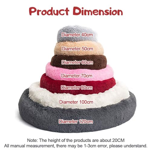DOTBUY-SHOP Hundebet Rundes Katzenbett, Hundekissen Grosse Hunde Donut Kissen, Plüsch-Hundekorb Hundebett Waschbar, für Welpe, Katzen, Kätzchen, Haustiere (100CM,Ingwer)