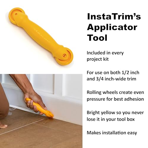 Image of InstaTrim The Original Flexible Trim Applicator Tool, for inch and inch InstaTrim, Self Adhesive, Peel and Stick Corner Molding - Made in USA | Reusable applicator presses and smooths 1 /2 in and 3 /4 in InstaTrim around corners and surfaces for a finished seal.