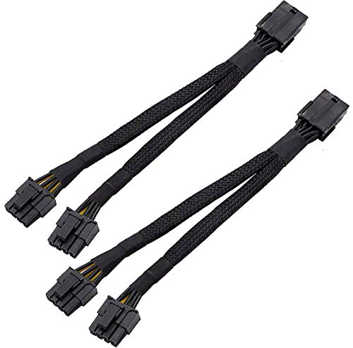 TeamProfitcom 16 AWG GPU VGA PCI-e 8 Pin PCI Express Graphics Video Card GPU VGA 8 Pin Female to Dual GPU 8(6+2) Pin Male Sleeved Splitter Power Extension Cable 12-inches (2 Pack)