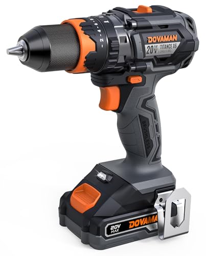 TITANCE X6 Taladro Atornillador Inalámbrico, 20V Sin Escobillas 1/2'' Taladro Percutor, 65 Nm, 36000 BPM, Modo 3 en 1, 2 Velocidades, Mandril Metálico, Kit para Proyectos DIY y Uso en Casa