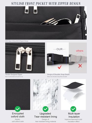 Miniatura 5 de Hihibear Bolsa Termica Porta Alimentos 6.4l 9l, Bolsa Comida Trabajo, Lunch Bag, Bolsa Isotermica Porta Alimentos Oficina Viaje Picnic