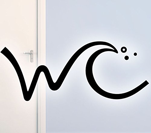 Wandtattoo-Günstig Wandtattoo Badezimmer WC I dunkelgrau (BxH) 19 x 8 cm I Wandsticker Bad Toilette Wandaufkleber Klo Tür Aufkleber Sticker Wand G050 Cover