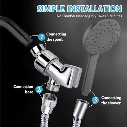 Fixation universelle de douche avec flexible inox 150cm et support réglable argenté - 6