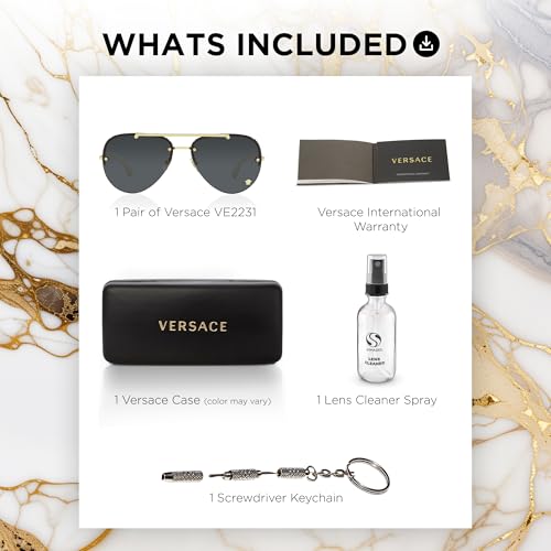 VERSACE VE2231 Medusa PILOT Shape Sunglasses with Luxury Eyewear kit4