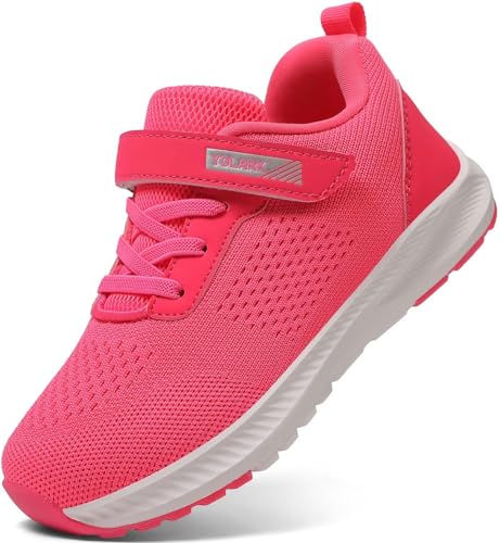 YOLARK Boys Girls Tennis Shoes Kids Lightweight Breathable Sneakers Non-Slip Running Sport Athletic?Pink Littler 11?