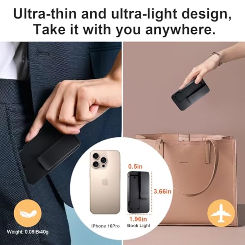 Rechargeable Book Light for Reading in Bed,Foldable & Portable Clip-On Mini Reading Light for Studying,3 Color Amber Eye Care & Stepless Dimming,80H LED Small Cordless Desk Lamp for Office,Home,Nail by NEWZCLA - Image 6