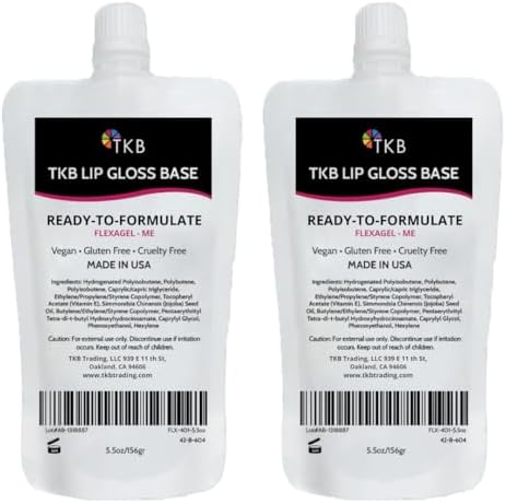 TKB Lip Gloss Base (Flexagel ME)| Clear Lip Gloss Base for DIY Lip Gloss| Ready-To-Formulate| Moisturizing, Vegan, Gluten and Cruelty free| Made in USA (5.5 Ounce (Pack of 2))