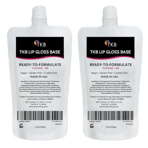 TKB Lip Gloss Base (Flexagel ME)| Clear Lip Gloss Base for DIY Lip Gloss| Ready-To-Formulate| Moisturizing, Vegan, Gluten and Cruelty free| Made in USA (5.5 Ounce (Pack of 2))