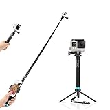 FEIMUOSI para Gopro Palo Autofoto, Selfie Stick Extensión Ajustable Selfie Pole con Soporte de trípode Extensión de Poste Impermeable para GoPro Hero sesión 7 6 5 4 3+ 3 2 2018 y cámaras HD