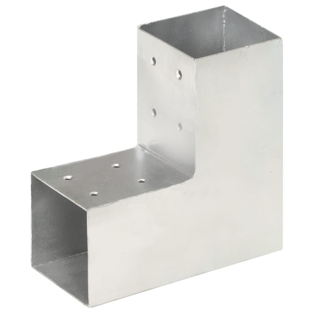 Conector de postes en forma de L, 81 x 81 mm, metal galvanizado para casquillos de postes, 2 manguitos, preperforado para postes de madera, travesaños, cercas en el jardín