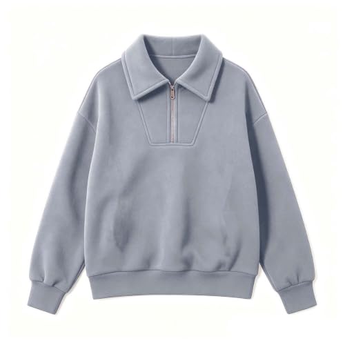 FPMLUXLL Women's Half Zip Collared Sweatshirt Trendy Casual Fall Pullover - image 5