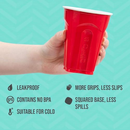 SOLO Cup Company Red Squared Plastic Party, 18 Ounce, 200 Count, 50 Count (Pack of 4)