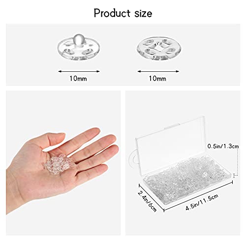 200 Sets Plastic Snap Invisible Sewing On Snap Buttons Fasteners 10 Mm Round Sew-On Button For Shirts, Clothing, Diy Craft, Baby Bibs Diy Supplies #TOP1
