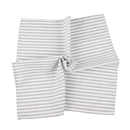 Infei Plain Striped Cotton Linen Blended Dinner Cloth Napkins - Set Of 12 (17 X 17 Inches) - For Events & Home Use (Grey) #TOP4