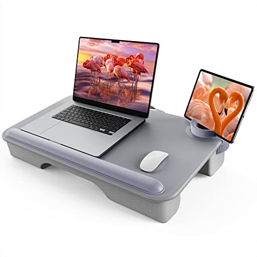 Saiji Laptop Lap Desk For Bed—Fits Up To 17" Laptop & Macbook,Lightweight Tray Table With Soft Leather Wrist Pad,Sturdy Phone/Tablet Holder,Laptop Stand With Cushion For Home Office/Gaming On Couch #TOP17
