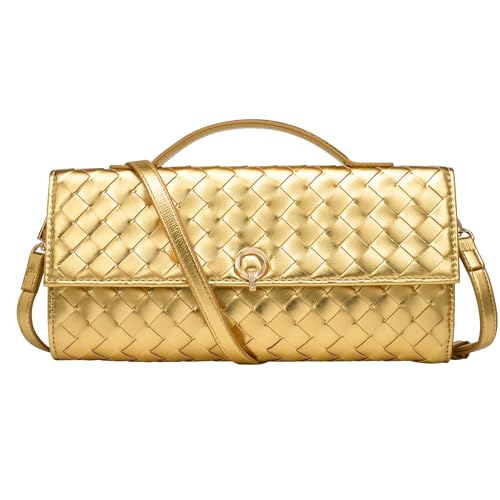 Image of CHUNLI Dressy Clutch Purses for Women, Crossbody Bags with Top Handle, Formal Evening PU Leather Flapover Handbag