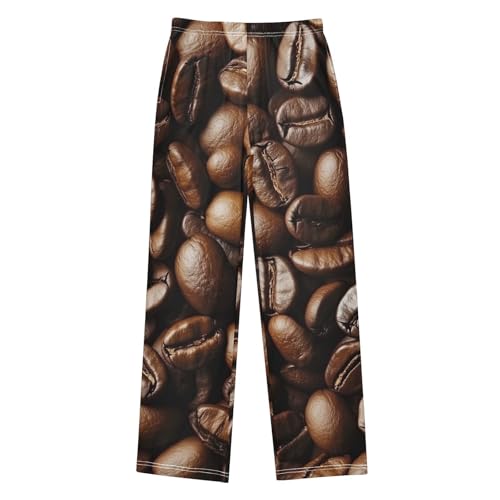 ZZXXB Coffee Bean Boys Long Pants Soft Trousers Elastic Waist Kids Lounge Bottoms with Pockets S-XL