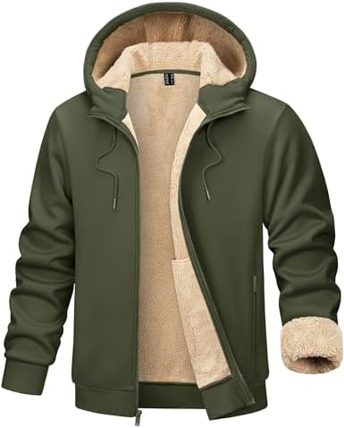 TACVASEN Herren Gefüttert Kapuzenpullover Hoodie Sweatjacke Fleecejacke Langarm Jacke