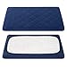TILLYOU Cloudy Soft Pack and Play Sheet Quilted, Hypoallergenic Breathable Thick Fitted Play Yard Playpen Sheets, 39’’×27’’×5’’ Fit Mini/Portable Crib Mattress Pad Pack N Play Mattress Pad, Navy Blue