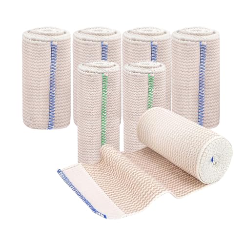 eupdd 6 Pezzi Vendaje de Compresión: 10cm/15cm × 4.5m Rollos de Vendaje Elástico, Vendas con Cierre Automático, Autoadhesivo y Reutilizable, Soporte para Tobillo, Rodilla, Pierna