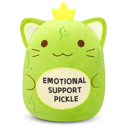 Image of Pickle Cat Stuffed Animal - Emotional Support Pickle | Cute Emotional Support Cat Plush,Soft Green Kitten Plush Toy Pickle Gifts for Family Friends Kids Boys Girls,Room Home Decor