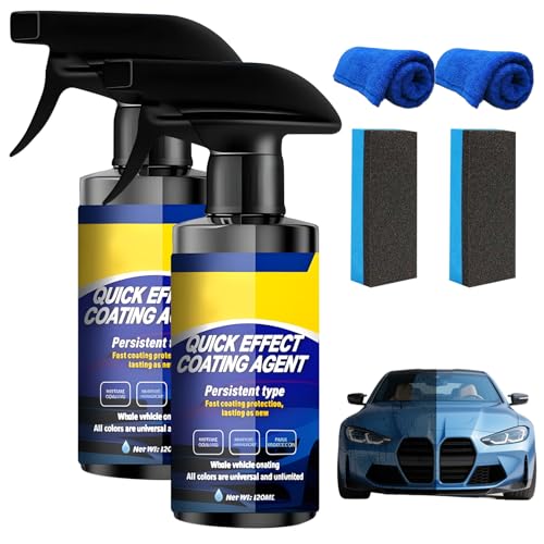 2Pcs Car Nano Coating Spray Quick Effect Coating Agent for Car Upgrade Advanced Car Quick-acting Coating Agent Spray Coat Car Wax for Scratch Repair Oil Film Removal Long-Lasting Hydrophobic Coat
