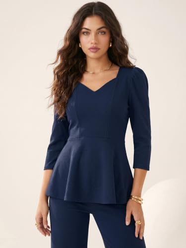 Image of Selvia Women's Blue Peplum Top with Trouser Co-Ord Set, Co ord Set for Women Stylish