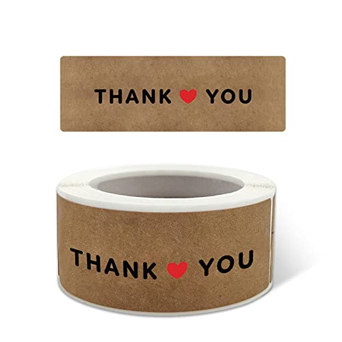 720 Pcs 1" X 3" Thank You Stickers Rectangle Gift Seal Kraft Paper Thank You Stickers Labels Diary Stationery Stickers For Business Wedding Party Decor Handmade Decoration Sticker (6 Roll, 120 / Roll) #TOP2