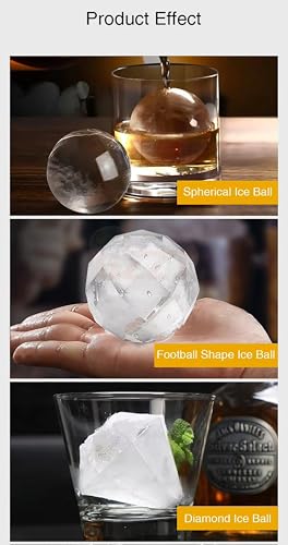 FXNFXLA Eisballpresse, Eisballmaker, Eisballpressen-Set Aus Luftfahrt-Aluminium, Maschine Zur Herstellung Von Durchsichtigen Eiswürfeln, Eiswürfelformen, Für Cocktails, Whisky, Bourbon, Scotch