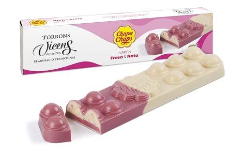 Turrón de Chupa Chups sabor Fresa y Nata Torrons Viccens en Estuche (300g en Estuche)