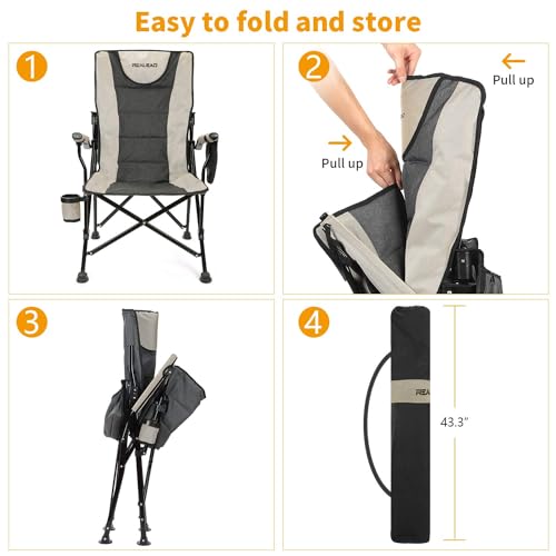 REALEAD Camping Chairs for Adults with Adjustable Backrest & Lumbar Support by REALEAD - Used condition - Image 5