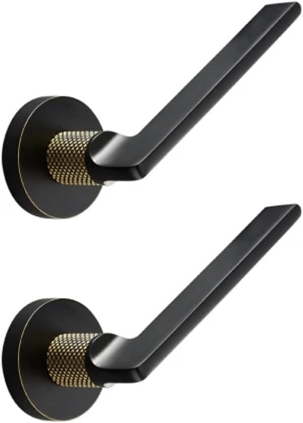 Brass Door Lever Black Gold Interior Wood Lock Set Dummy Handle 1Pcs(Passage-AB)