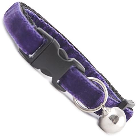 Cadbury Purple Large Velvet Cat Collar | Large Breed Cat Collar| Removable Bell | UK Made Cat Collar | Safety Release Buckle | Ragdoll | Maine Coon Cover